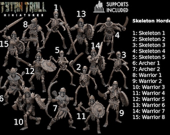 Skeleton Horde by -TytanTroll Miniatures- printed in resin - DnD D&D Tabletop