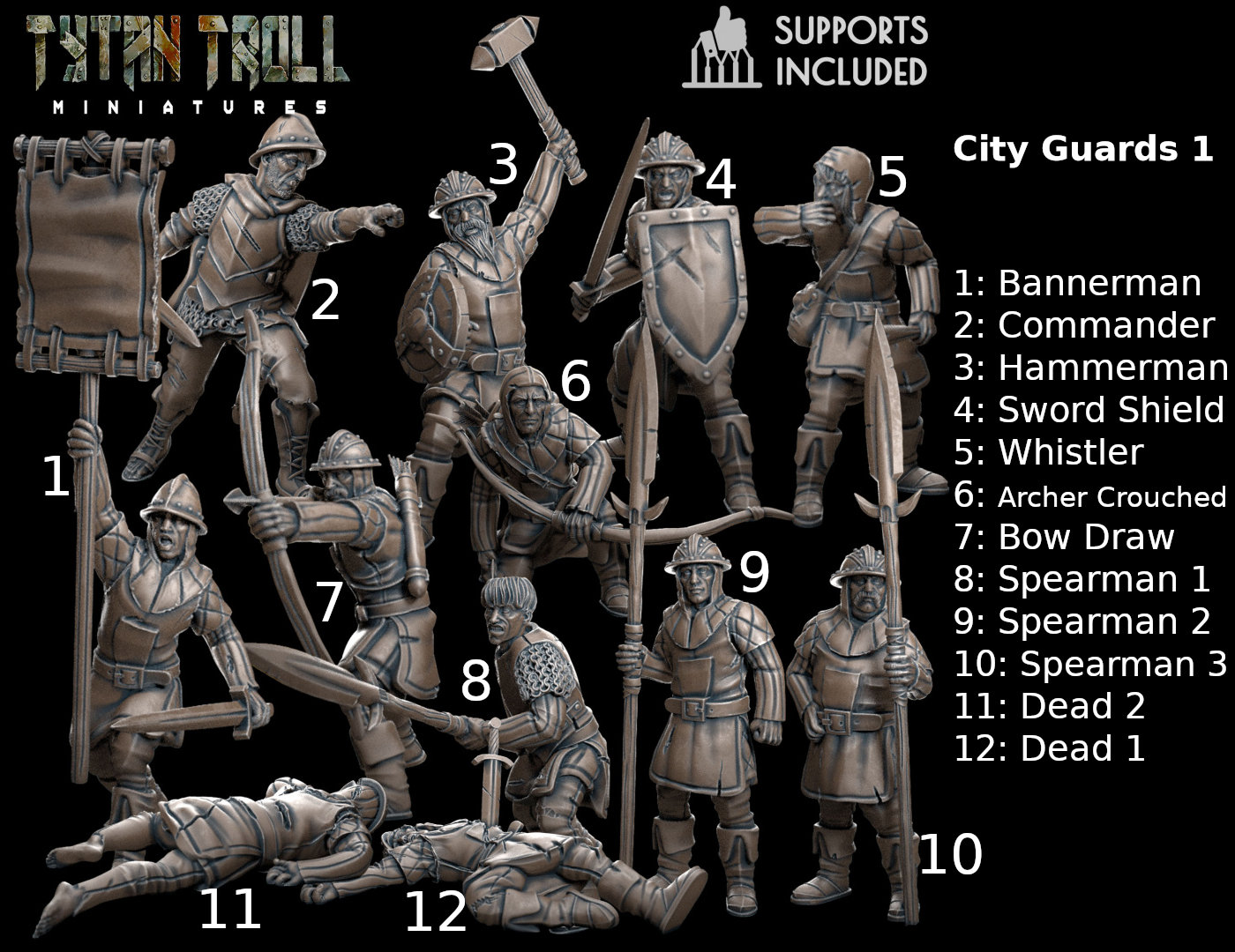 City Guards 1 by -TytanTroll Miniatures- printed in resin - DnD D&D Tabletop