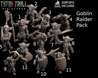 Goblin Raider Pack by -TytanTroll Miniatures- printed in resin - DnD D&D Tabletop