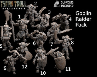 Goblin Raider Pack by -TytanTroll Miniatures- printed in resin - DnD D&D Tabletop