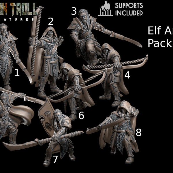 Elf Army Pack by -TytanTroll Miniatures- printed in resin - DnD D&D Tabletop