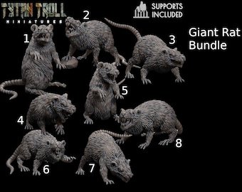Giant Rat Bundle by -TytanTroll Miniatures- printed in resin - DnD D&D Tabletop