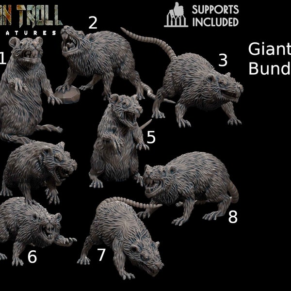 Giant Rat Bundle by -TytanTroll Miniatures- printed in resin - DnD D&D Tabletop