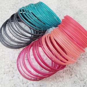 GLASS Bangles: Matte Transparent Paint Style - Size 2-10 ML - 12 pieces 1 dozen - Indian Bracelet Set - r900