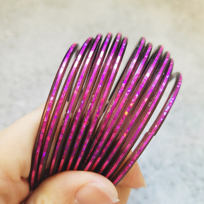Size 2-6 Small - GLASS Bangles: Dark Base With Brilliant Holographic ...