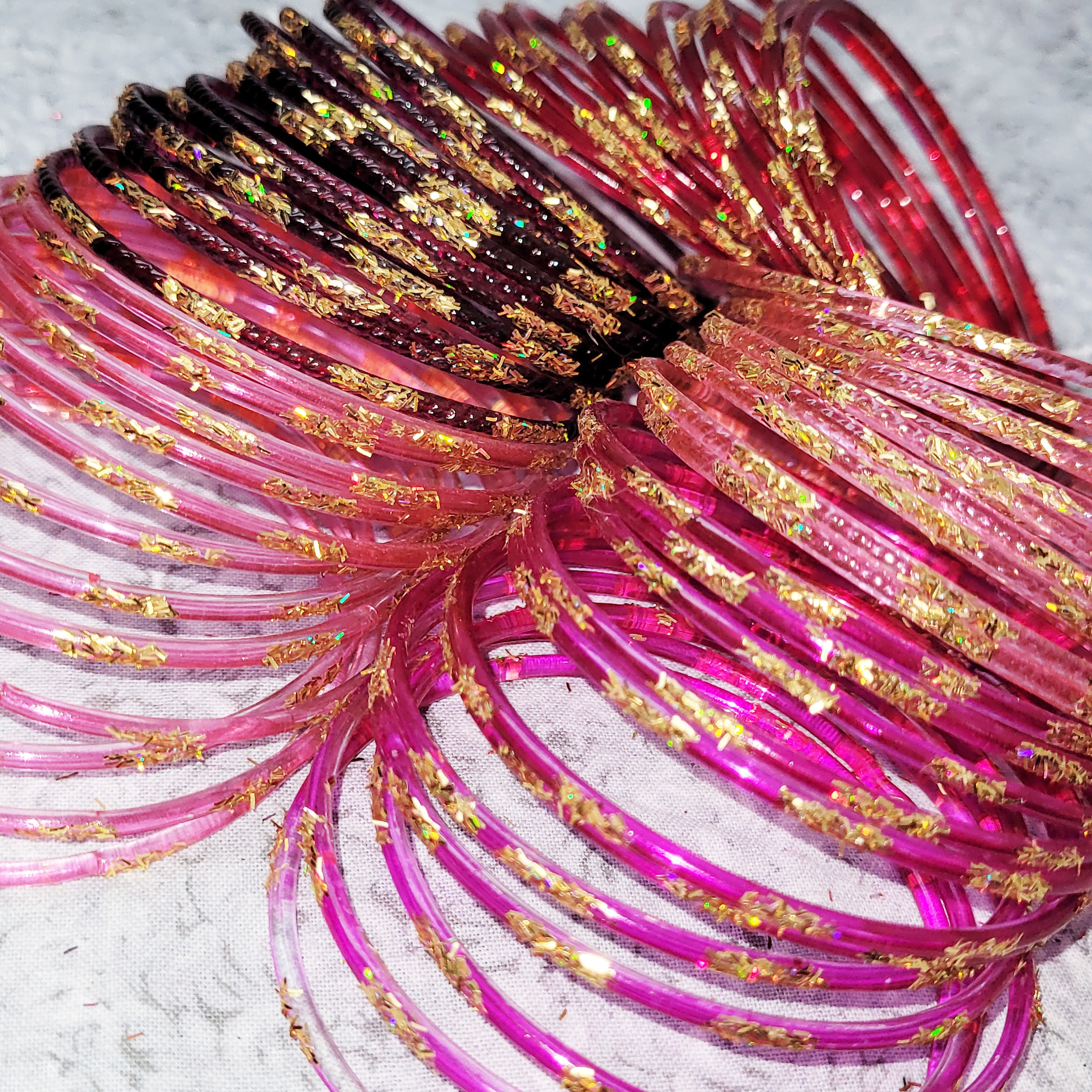 Pink glass bangles deals