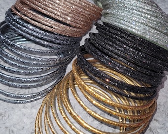 Maat: 2-10 ML – GLAZEN armbanden: sprankelende glitterarmbanden – 12 stuks, 1 dozijn – Indiase armbandenset – ra-100