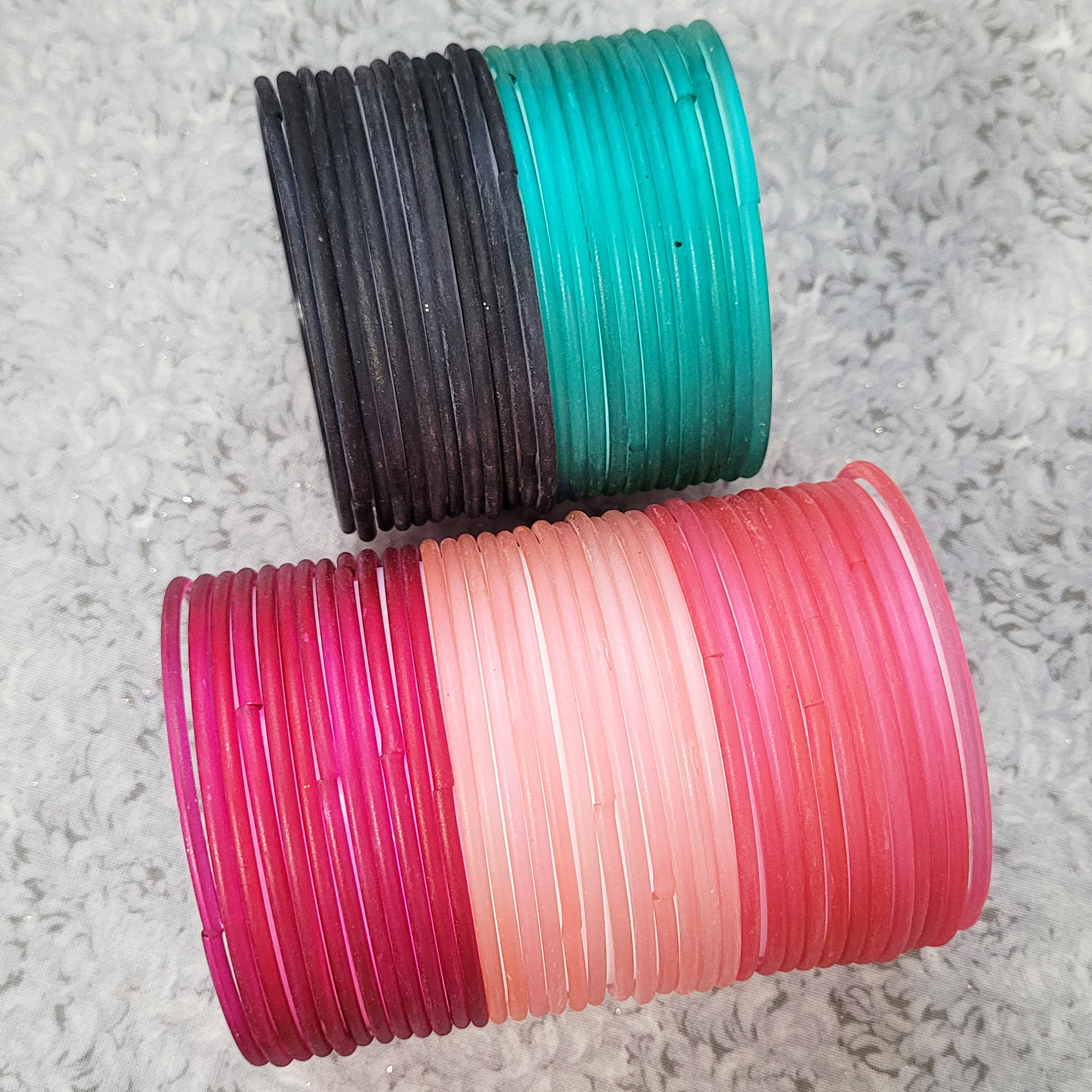Size 2-10 ML - GLASS Bangles: Matte Transparent Paint Style - 12 Pieces ...