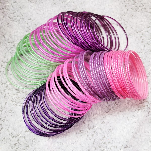 GLASS Bangles: Plain Opaque Paint Style Textured - Size 2-10 ML - 12 pieces 1 dozen - Indian Bracelet Set -p000