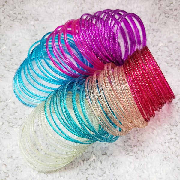 GLASS Bangles: Plain Transparent Paint Style - Size 2-10 ML - 12 pieces 1 dozen - Indian Bracelet Set - pa-300