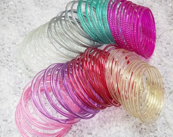 Misura 2-10 ML - Braccialetti in VETRO: Stile semplice con vernice trasparente - 12 pezzi 1 dozzina - Set di braccialetti indiani - p300