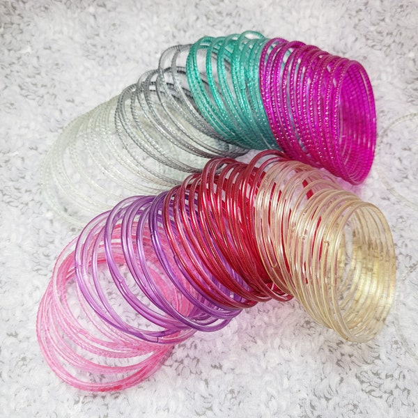 GLASS Bangles: Plain Transparent Paint Style - Size 2-10 ML - 12 pieces 1 dozen - Indian Bracelet Set - p300