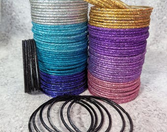 Maat 2-12 XL – GLAZEN armbanden: sprankelende glitterarmbanden – 12 stuks, 1 dozijn – Indiase Indiase Desi-armbandenset – Ra100a
