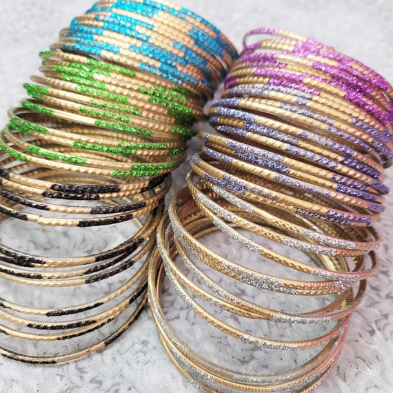 Golden glass bangles deals