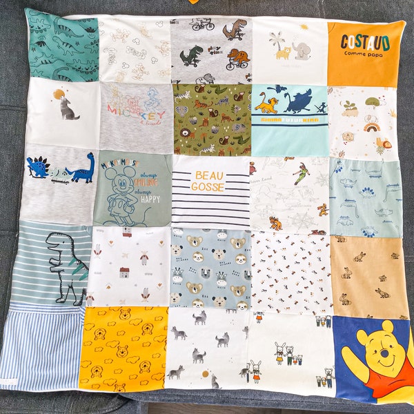 VOTRE couverture bébé / Couverture souvenir vêtements bébé patchwork / Couverture vêtements enfant/ cadeau personnel / Cadeau de naissance