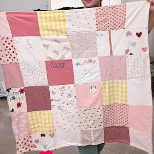 Couverture bébé personnalisée patchwork - cadeau naissance personnalisé - plaid souvenir bébé France