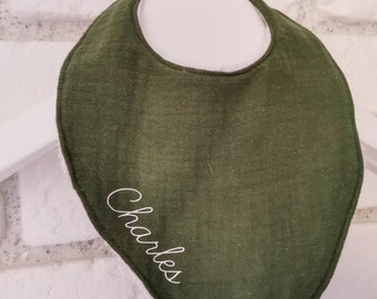 customizable child bib / double cotton gauze bib / plain bib with first name