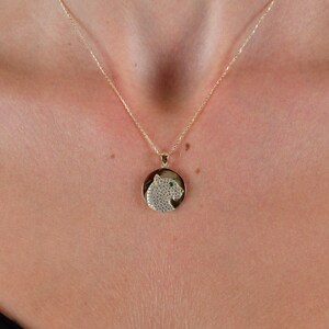 14k Gold Panther Necklace, Dainty Wild Cat Pendant, Gold Leopard Jewelry, Gift for Her