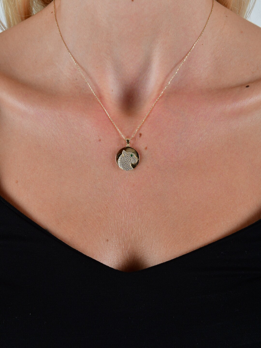 14k Gold Panther Necklace Dainty Wild Cat Pendant Gold Etsy Australia