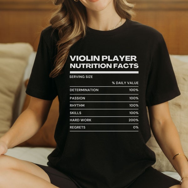 Violin Nutrition Facts Shirt Violin Gift Violinist Shirt Orchestra Tee Musician Gift Music Lover Shirt Violin Player Gift Violin Tee
