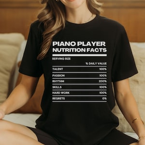 Pianist Nutrition Facts Shirt Pianist Gift Piano Player Shirt Orchestra Tee Musician Gift Music Lover Shirt Piano Lover Tee Musical