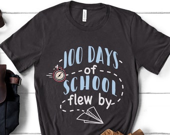 100 Days Of School Shirt Teacher Appreciation Gift Kindergarten Teacher Shirt Teacher's Day Gift Preschool Teacher Tee Paper Plane