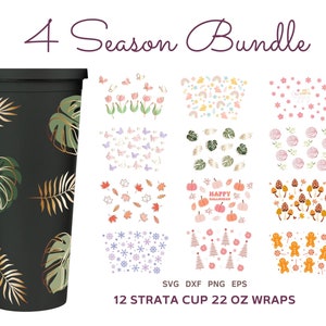 12 Strata 22oz Tumbler SVG Bundle, Easter Strata Svg, Butterfly Strata Svg, Floral Strata Svg, Halloween Strata Svg, Christmas Strata Svg