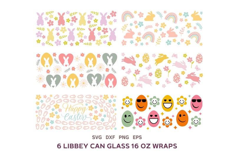 EASTER SVG BUNDLE, Libbey Can Glass 16 Oz Wrap, Spring Beer Can Glass ...