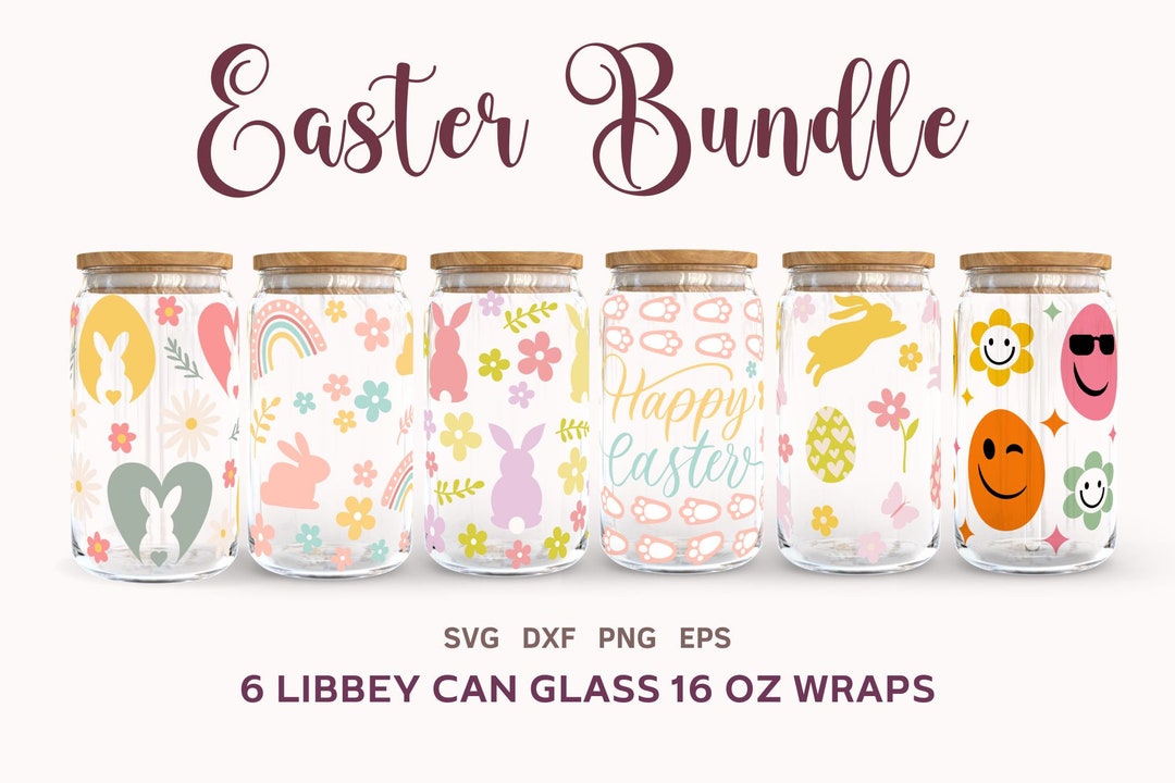 EASTER SVG BUNDLE, Libbey Can Glass 16 Oz Wrap, Spring Beer Can Glass ...