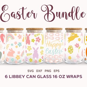 OSTERN SVG BUNDLE, Libbey Dosenglas 16 oz Wrap, Frühlingsbierdose Glas svg, Png, Dxf, Eps
