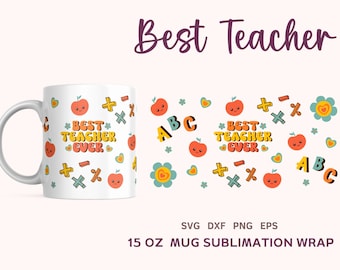 Taza de profesor Prensa SVG, Envoltura de taza Cricut de 15 oz para sublimación, Taza de café de profesor Svg, Taza de envoltura de sublimación