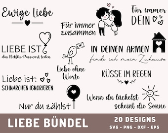German Love Quotes SVG Bundle: Valentine's Day Plotter Files (Digital Download)