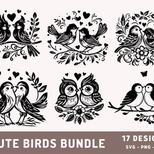 Cute Birds Bundle Svg, Love Birds Design, Valentines Day Svg, Cute Bird Svg, Birds Sublimation, Cricut Cut File