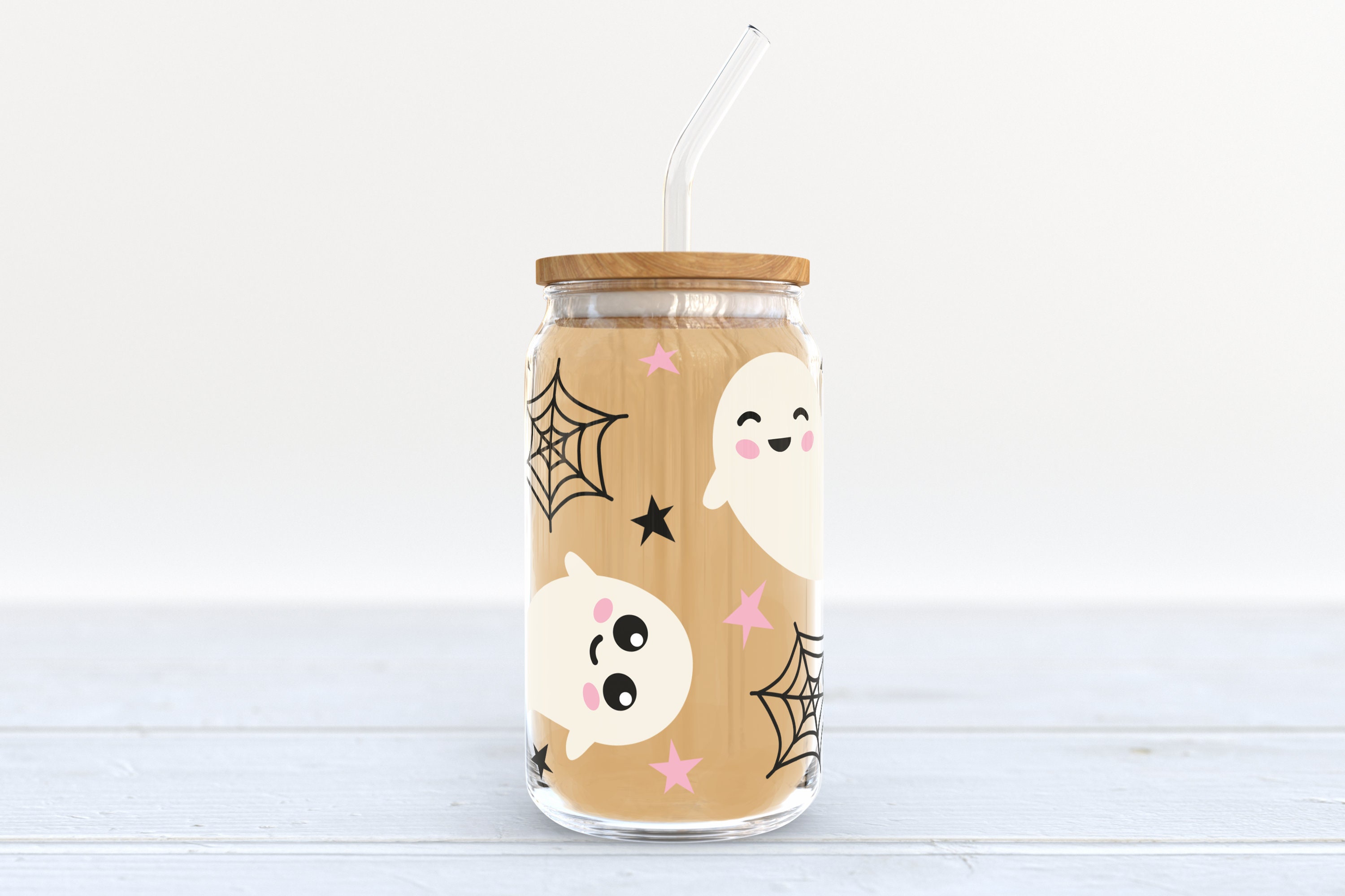 Halloween Glass Can Wrap Svg, Cute Ghosts Libbey 16oz Svg, Libbey Glass ...
