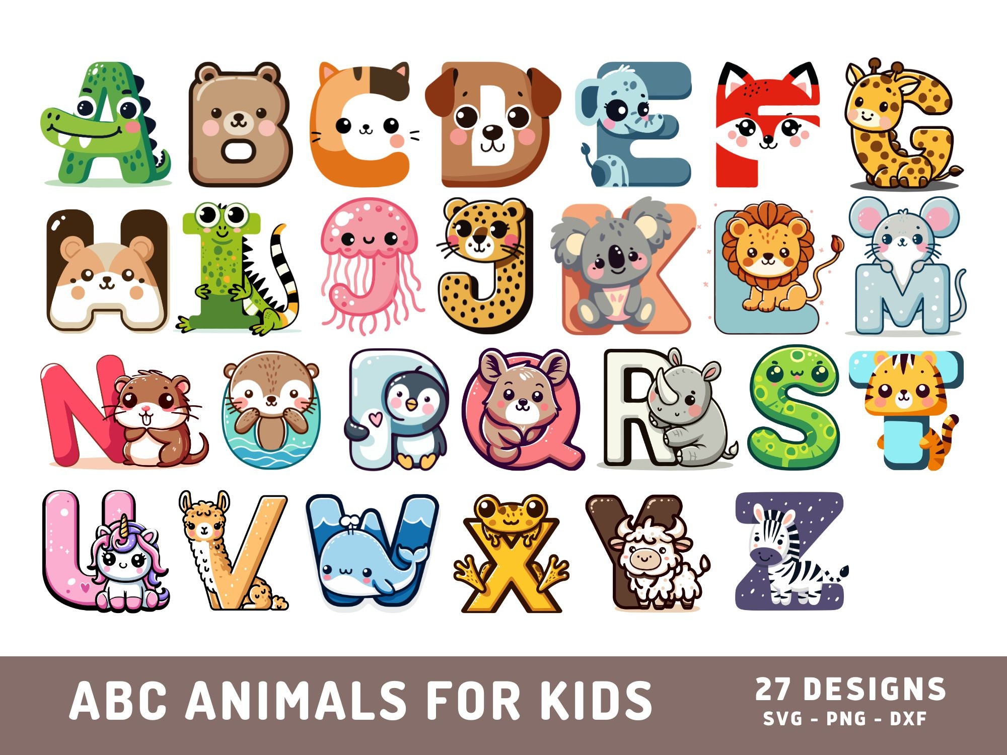 Kids Animal Alphabet SVG, Cute ABC Png, Nursery Animal Letters Clipart Bundle, Cricut Cut File, Animal ABC Sublimation - Etsy kids-animal-alphabet-svg-cute-abc-png-nursery-animal-letters-clipart-bundle-cricut-cut-file-animal-abc-sublimation-etsy