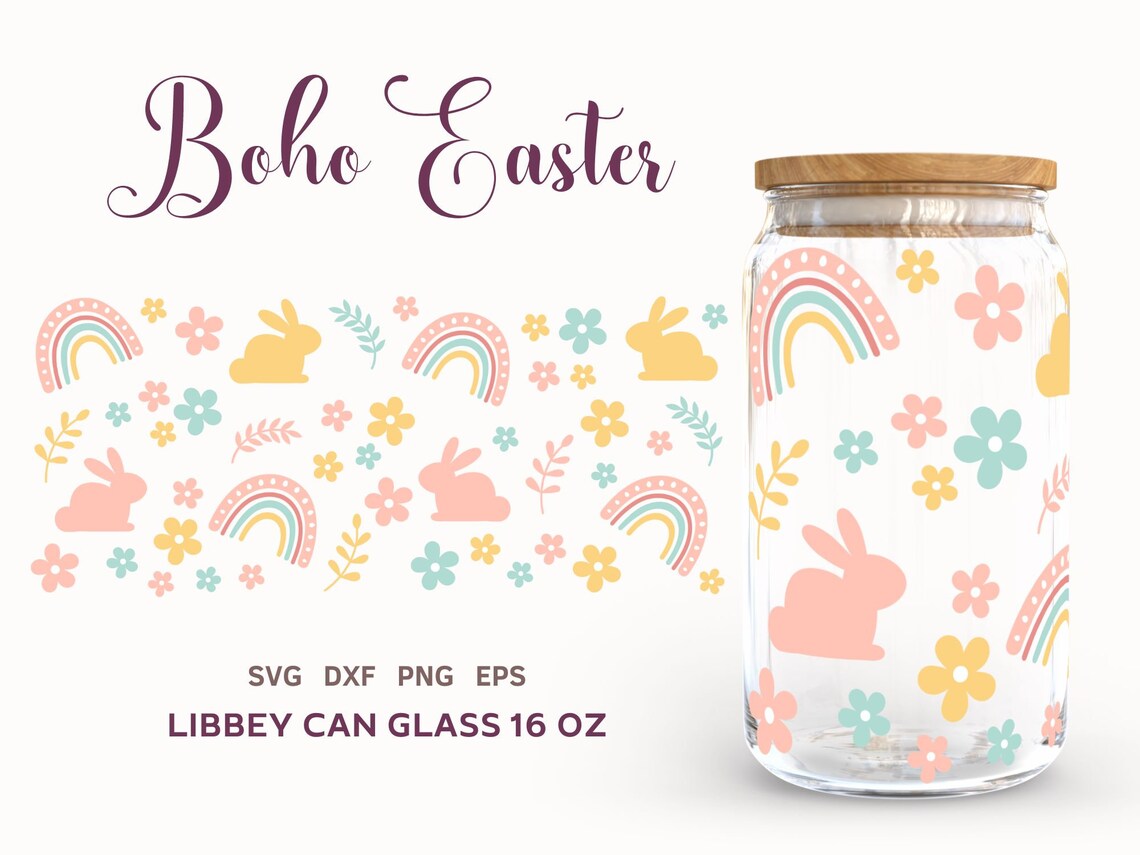 EASTER SVG BUNDLE, Libbey Can Glass 16 Oz Wrap, Spring Beer Can Glass ...