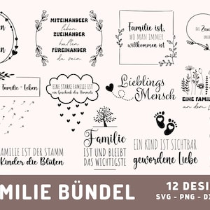 12 Familien Plotterdateien SVG, Familie Plotterdatei, Kinder Plotterdatei, Family Love Bundle SVG, PNG, Dxf, Eps