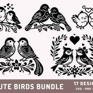 Cute Birds Bundle Svg, Love Birds Design, Valentines Day Svg, Cute Bird Svg, Birds Sublimation, Cricut Cut File