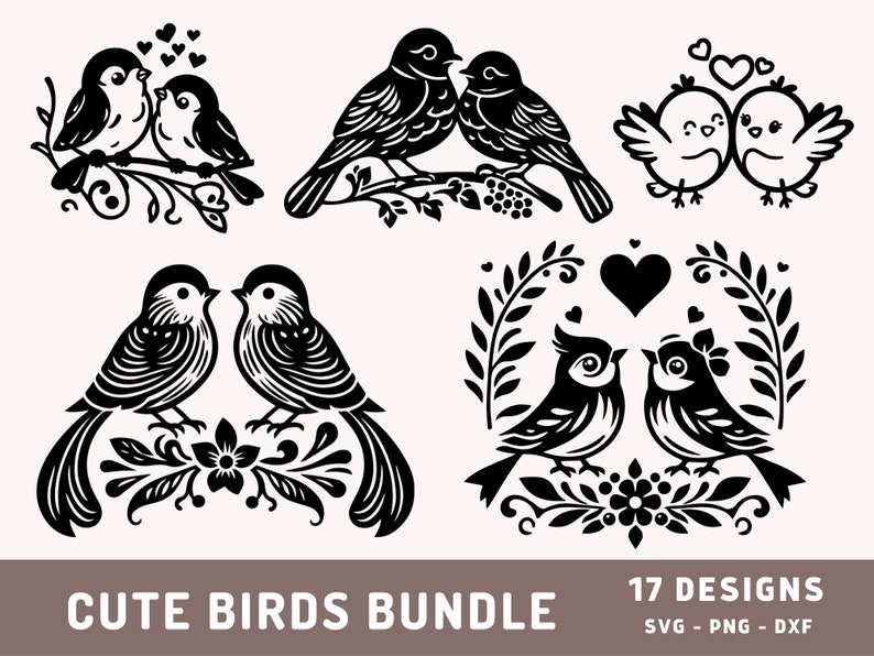 Cute Birds Bundle Svg, Love Birds Design, Valentines Day Svg, Cute Bird Svg, Birds Sublimation, Cricut Cut File