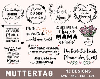 Mama Plotter File SVG, Muttertag Sprüche Bundel Svg, Plot Design, Mutti Cricut Svg, Plotterdatei, Silhouette