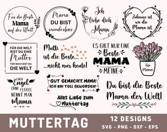 Mama Plotterdatei SVG, Muttertag Sprüche Bundel SVG, Plot Design, Mutti Cricut SVG, Plotterdatei, Silhouette