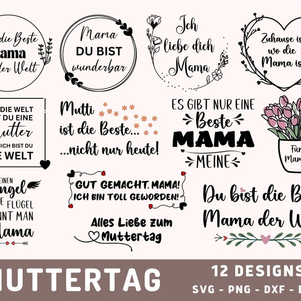 Mama Plotterdatei SVG, Muttertag Sprüche Bundel SVG, Plot Design, Mutti Cricut SVG, Plotterdatei, Silhouette