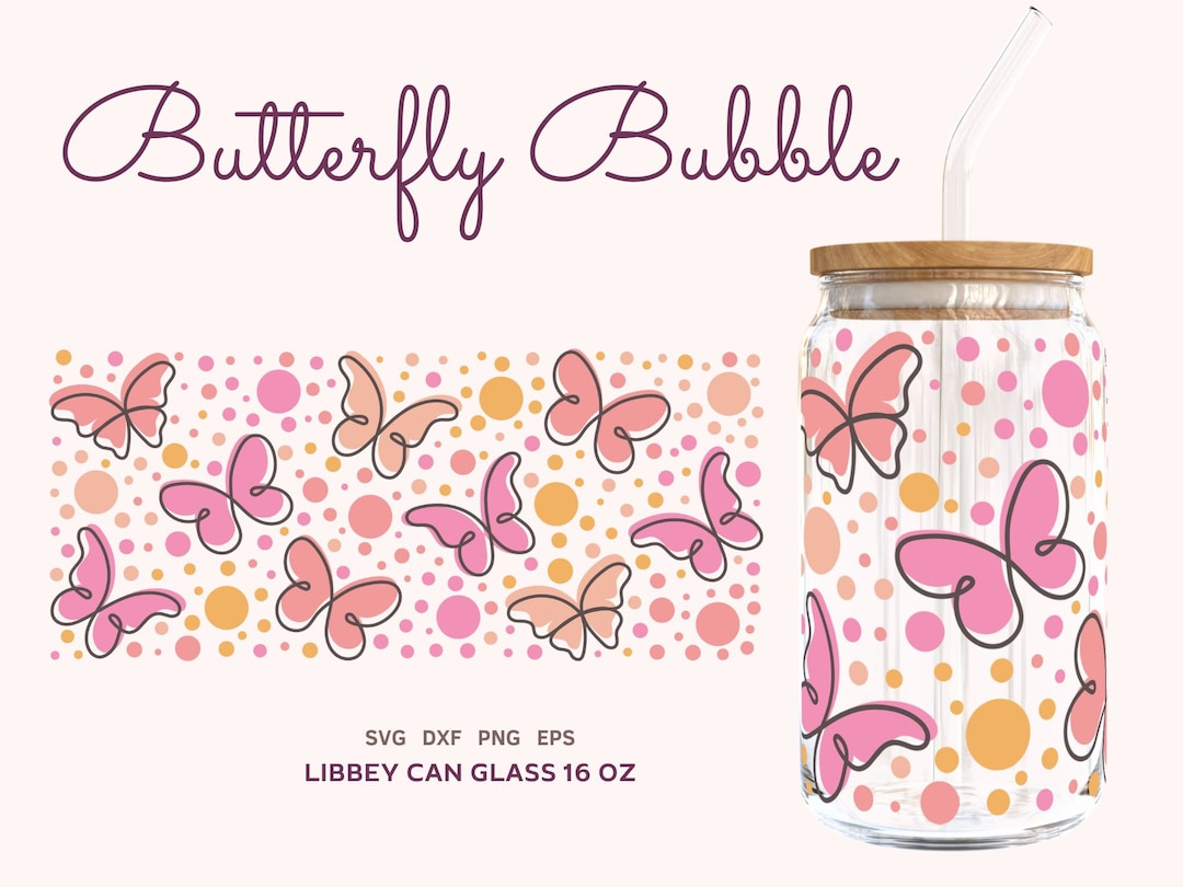 BUTTERFLY SVG WRAP Libbey Can Glass, 16 Oz Beer Can Glass Wrap, Ice ...