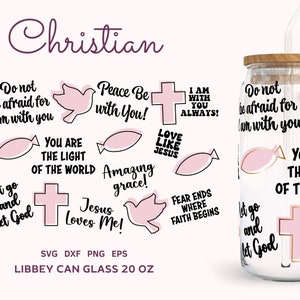 Christian Bible Verse SVG Wrap, 20 oz Libbey Can Glass Sublimation, Jesus Quotes Can Glass Svg, Affermazioni religiose Beer Can Glass