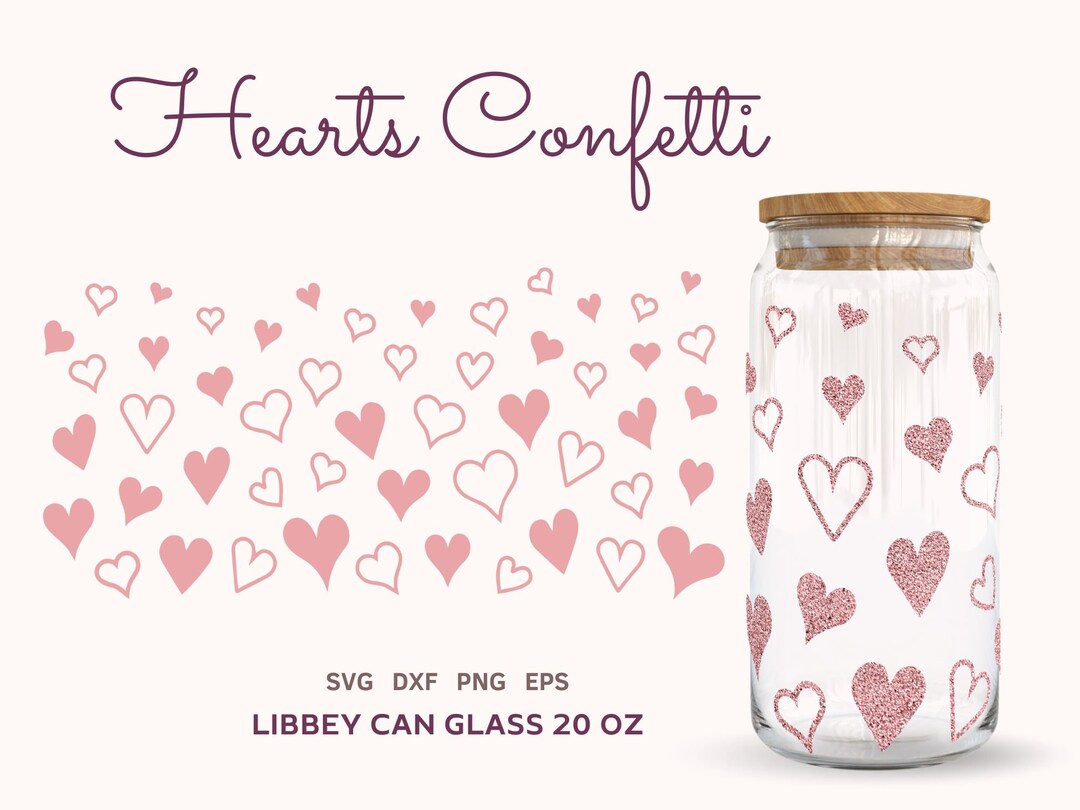 HEARTS LIBBEY Can Glass SVG 20 Oz, Valentines Day Beer Can Glass Svg ...