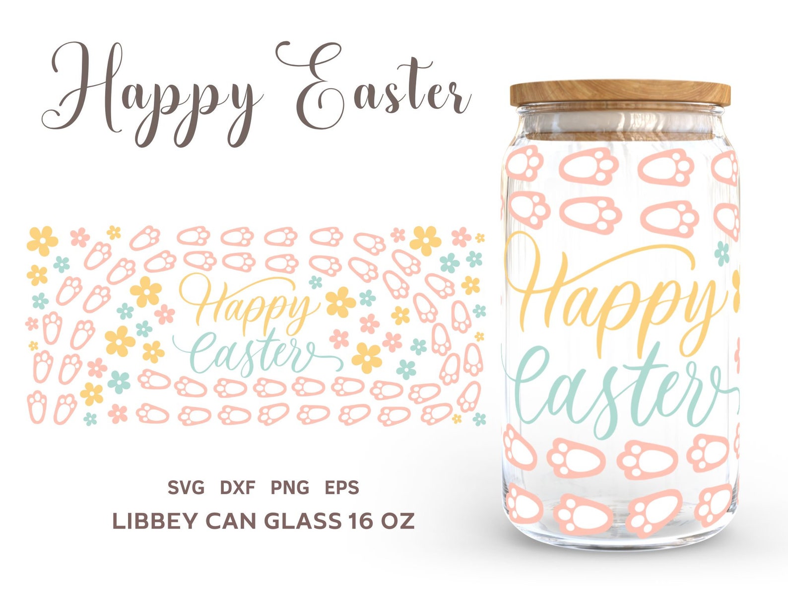 EASTER SVG BUNDLE, Libbey Can Glass 16 Oz Wrap, Spring Beer Can Glass ...