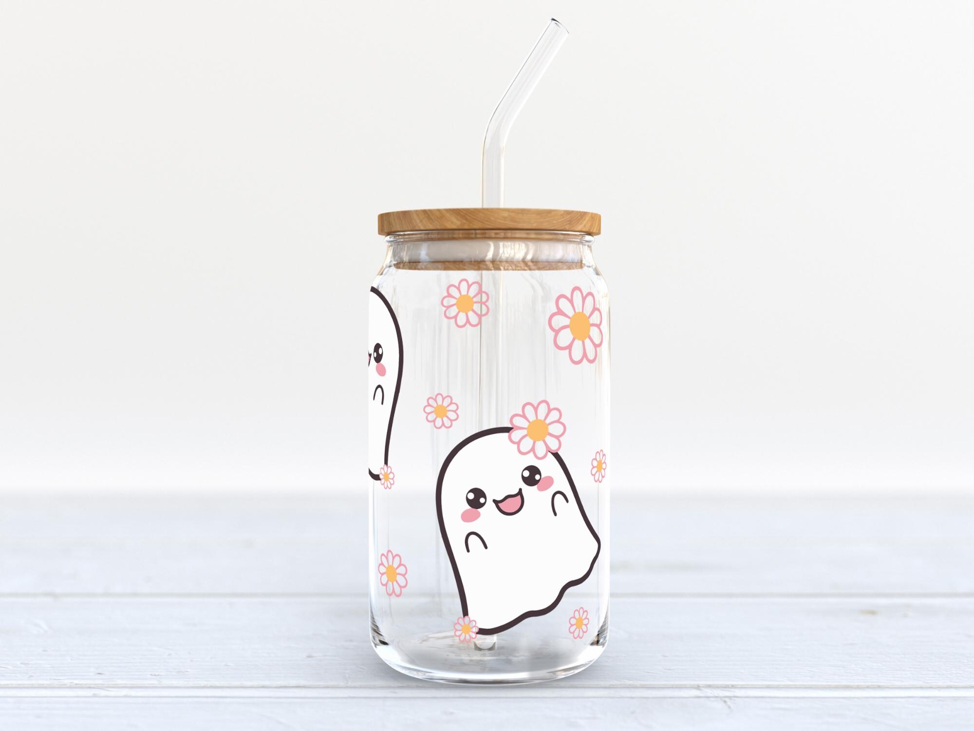 CUTE GHOST SVG Wrap for Libbey 16oz Can Glass, Retro Halloween Svg ...