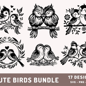 Cute Birds Bundle Svg, Love Birds Design, Valentines Day Svg, Cute Bird Svg, Birds Sublimation, Cricut Cut File