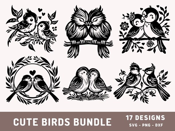 Cute Birds Bundle Svg, Love Birds Design, Valentines Day Svg, Cute Bird Svg, Birds Sublimation, Cricut Cut File