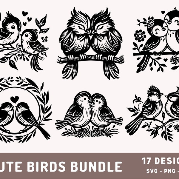 Cute Birds Bundle Svg, Love Birds Design, Valentines Day Svg, Cute Bird Svg, Birds Sublimation, Cricut Cut File